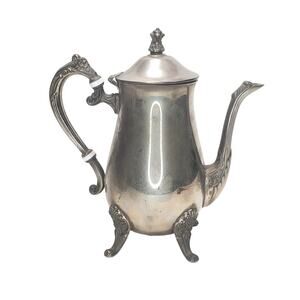 Antique Silver Plated Footed Teapot 2 Sizes Tableware Decorative 9" Tall